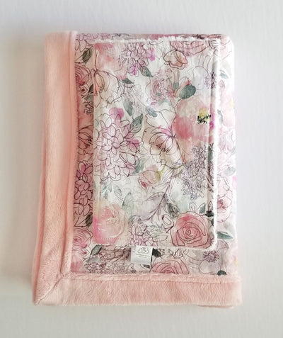 Pink floral blanket and 2 burp cloth set. - Cloudstitch Creations
