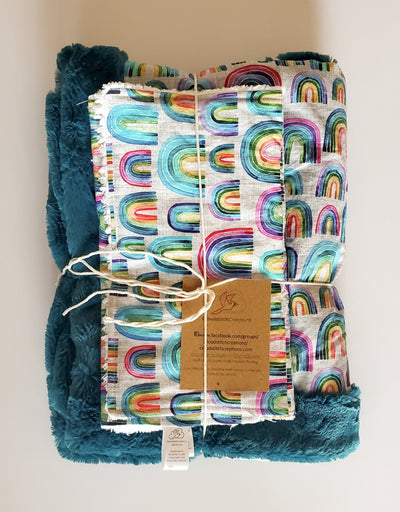 Rainbow blanket and 2 burp cloth set. - Cloudstitch Creations